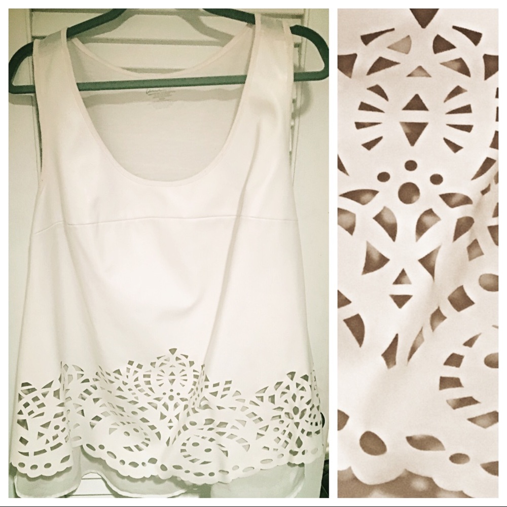 Lane Bryant laser cut pleather top